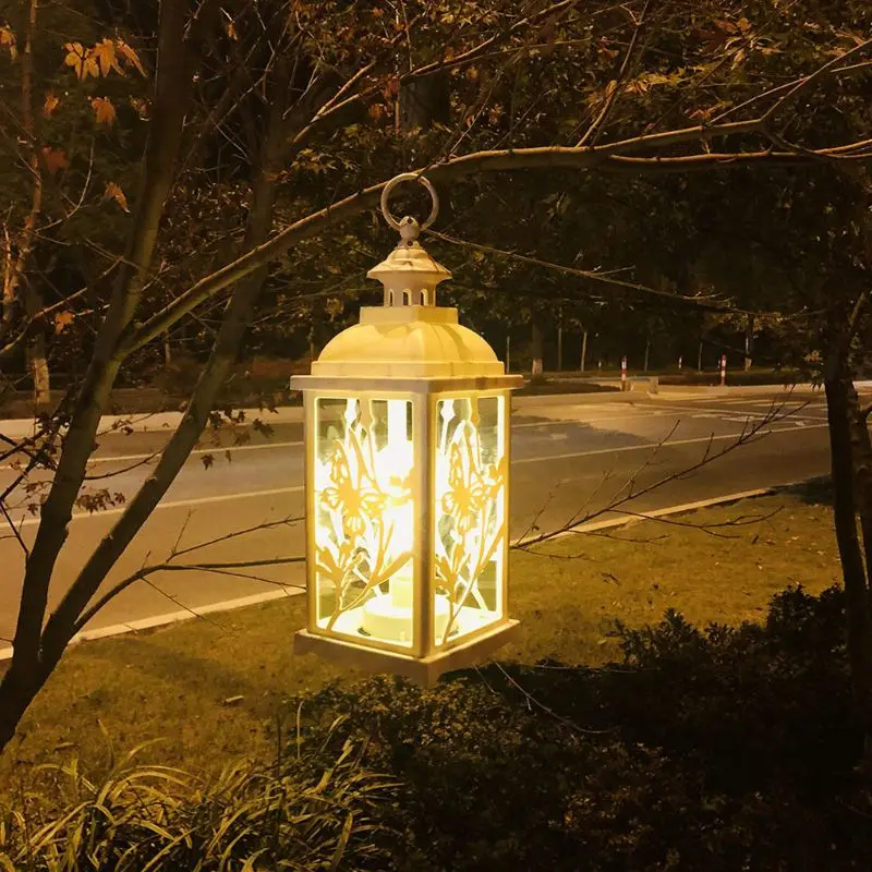 

14" Tall Decorative Bulb Lantern 10-LED Copper Wire String Light Hanging Lamp For Courtyard
