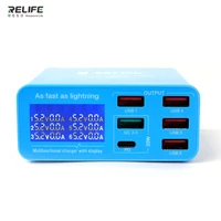 relife rl 304p smart 6 port usb digital display charger for all mobile phones and tablet charging support for pd3 0qc3 0