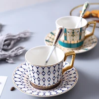 european style luxurious ceramic tea cup and saucer set creative golden design porcelain tea bone china coffee cup set drinkware