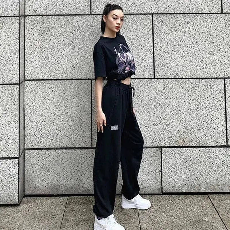 

High Waist Fitness Pants Yoga Sports Trousers Korean Wide-Leg Casual Pants Women Breathable Loose Thin Fitness Workout Pants
