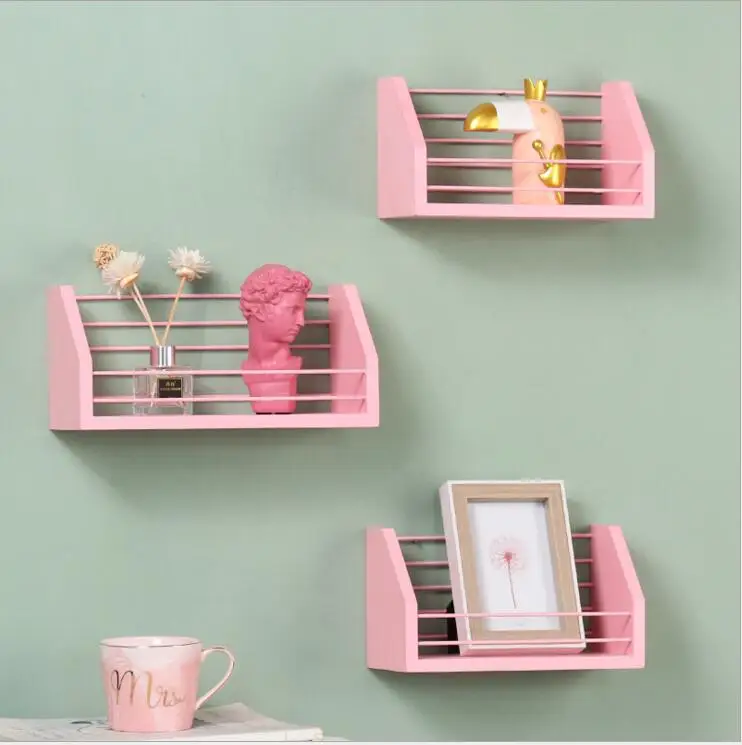 Деревянная настенная полка вешалка железная Цветочная ваза деревянная для