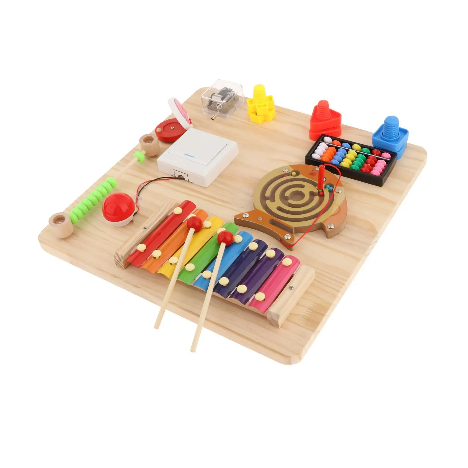

Kids Baby Portable Busy Board Fine Motor Basic Skills Hand-Eye Coordination Creativity Sensory Board Travel Airplane Car Toys