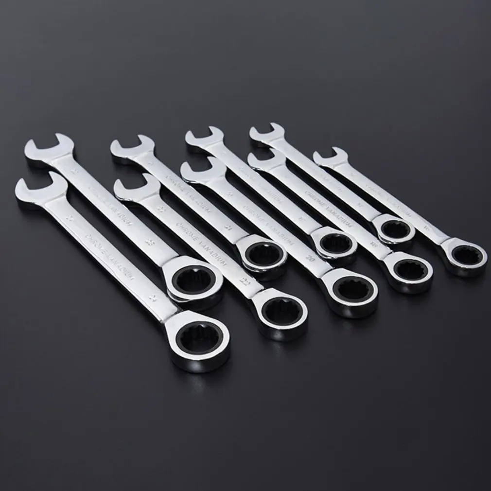 

6-24Mm Mirror Ratchet Combination Wrench Dual-Purpose Ratchet Wrench 72-Tooth Auto Repair Wrench Metal