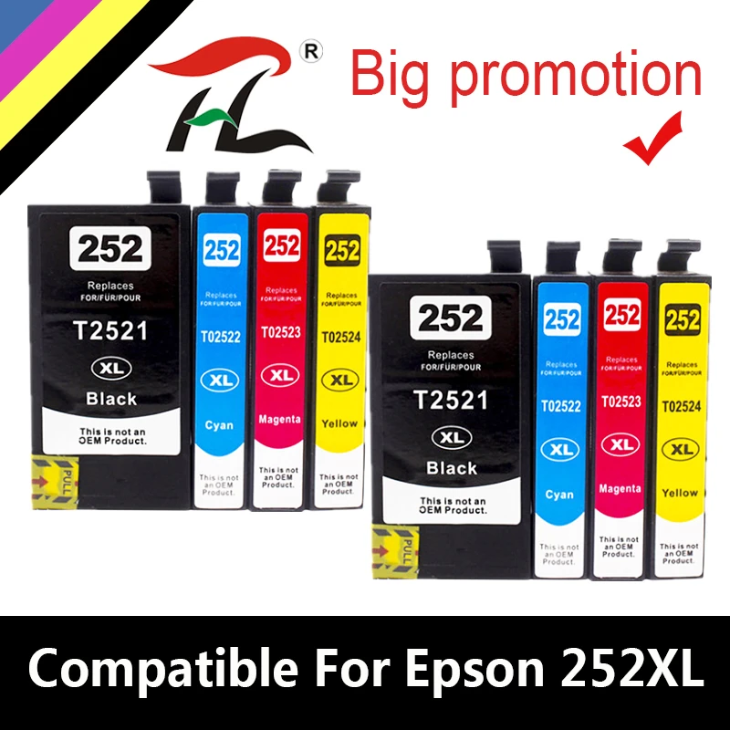 Совместимый с HTL картридж чернилами T252XL 252XL замена для Epson T252 T2521 внешний диаметр