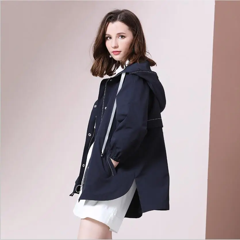 2019 Casaco Feminino Женская Осенняя куртка темно синее Смешанное пальто зимнее женское