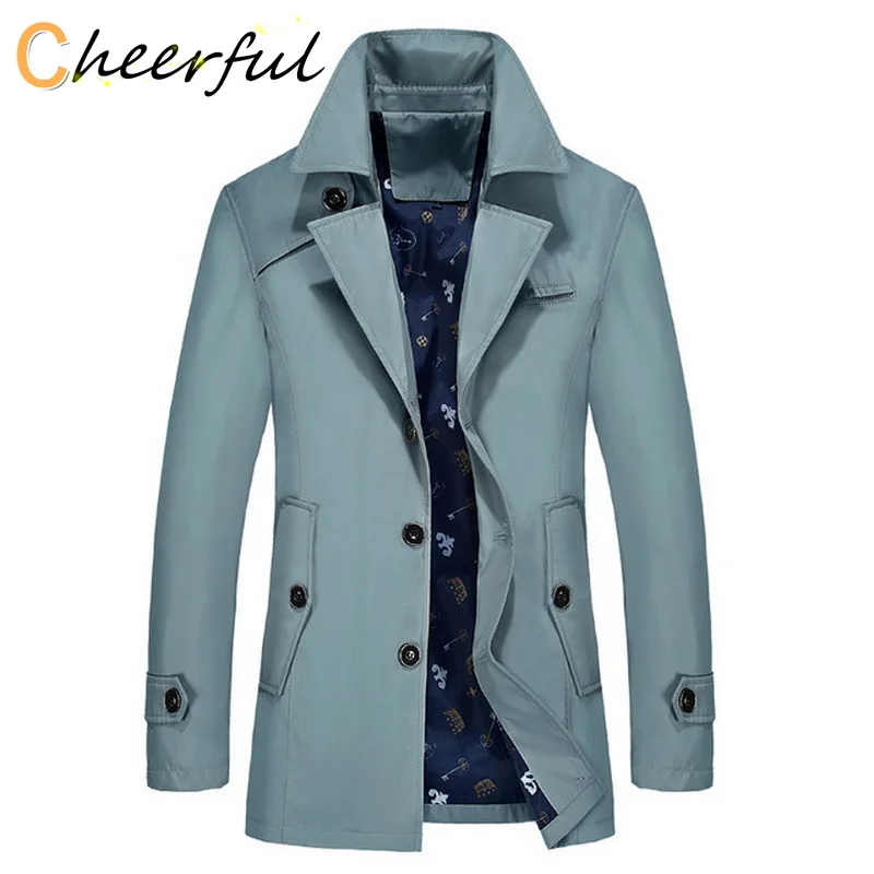 

Тренч мужской однотонный, приталенный силуэт, длинный жакет с лацканами, Повседневная тонкая куртка