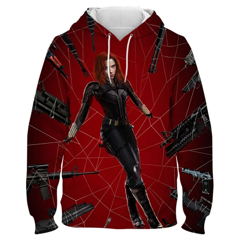 Новые мужские толстовки с капюшоном Marvel Мстители фильм Черная Вдова 3D кавайная