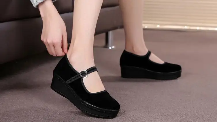 Женская рабочая обувь на платформе женская для танцев квадратном каблуке