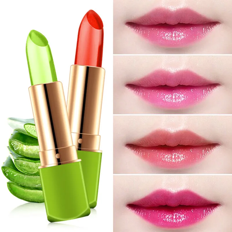 

2/5Pcs Aloe Vera Lip Balm Color Changing Moisturizing Hydrating Long Lasting Lips Care Makeup Focus Red Sexy Lipstick Set TSLM1