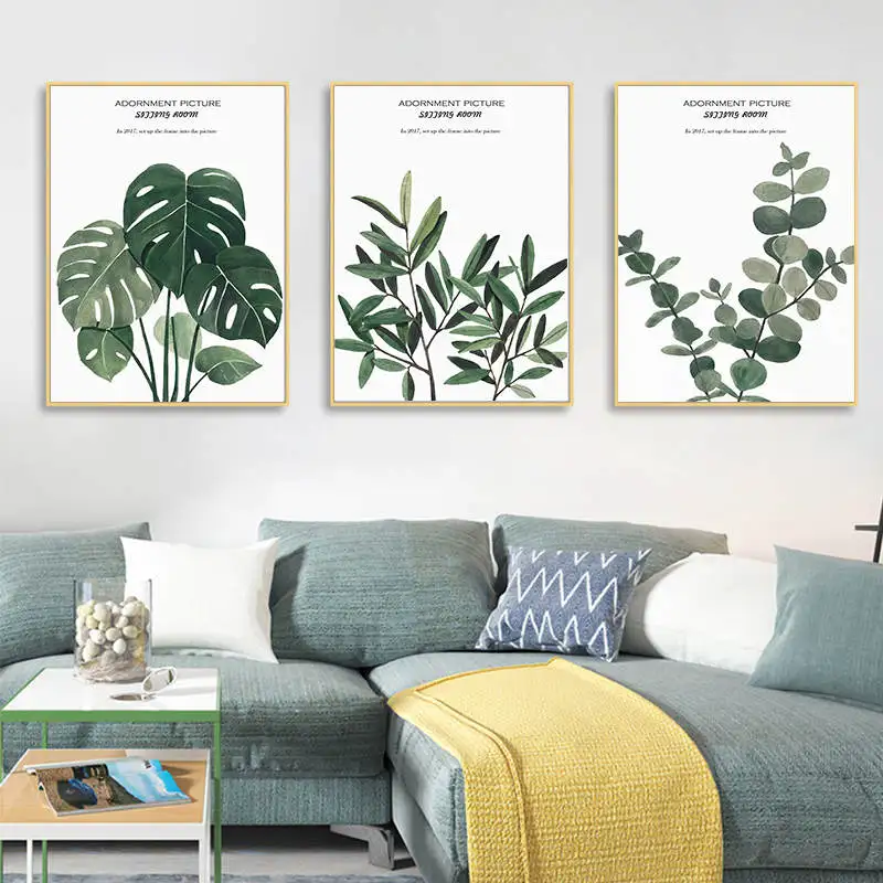 Зеленое растение для украшения дома настенная живопись на холсте скандинавские
