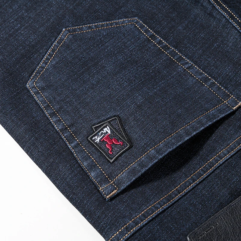 Бесплатная доставка 2019 джинсы из чистого хлопка мужские прямые синие Стрейчевые
