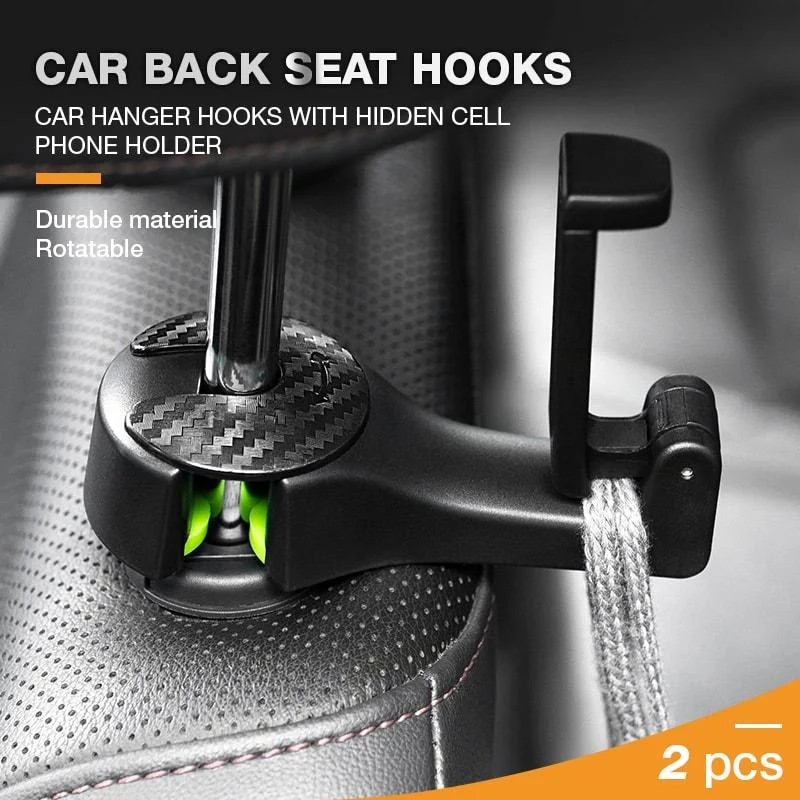 

2 in 1 Car Headrest Hook with Phone Holder Seat Back Hanger for Bag Purse Grocery Cloth Foldble Clips Organizer Drop Shipping
