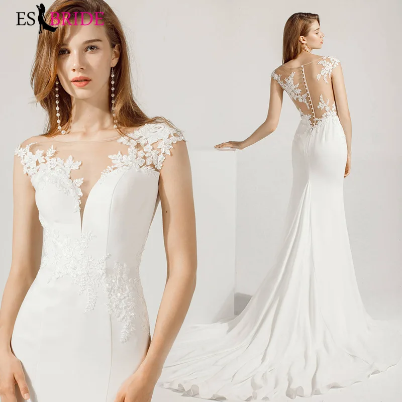 

Super fairy dream deep V-neck fishtail skirt 2021 new temperament Mori tail wedding dress slim and simple dress.