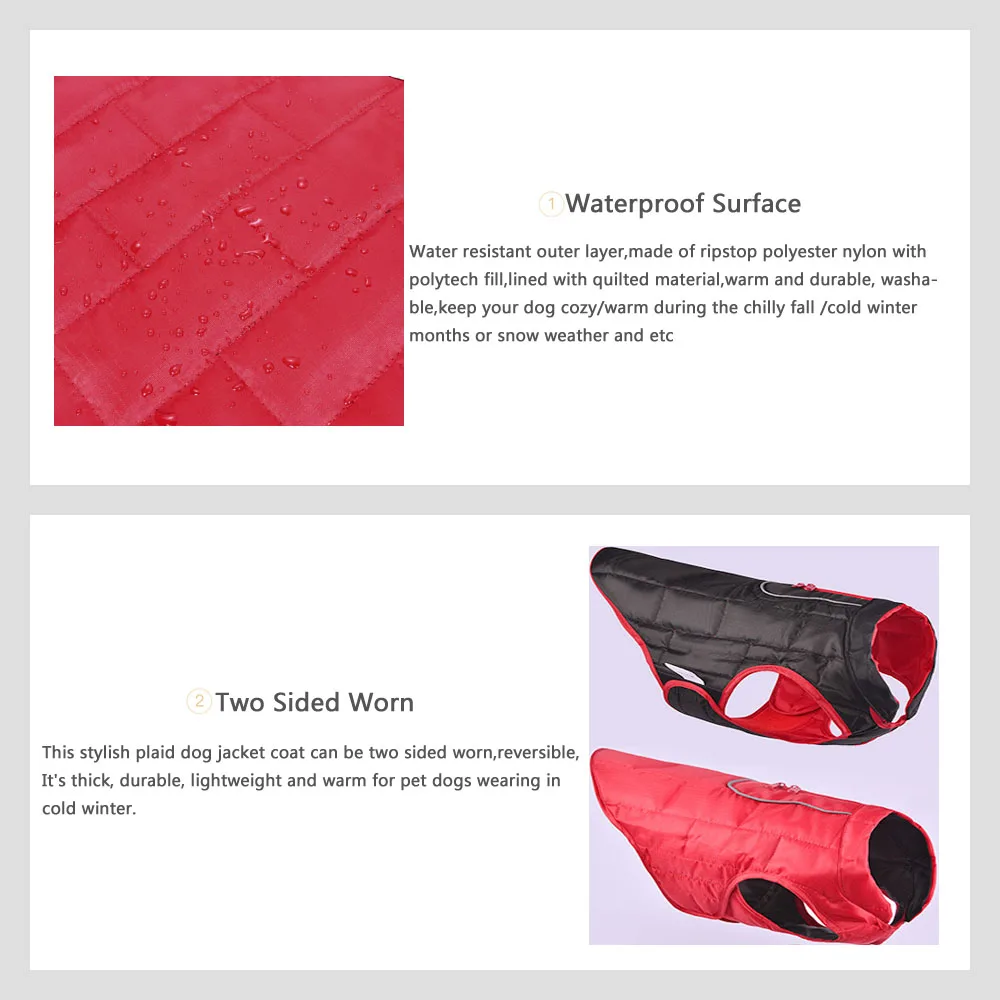 Светоотражающая Двусторонняя зимняя куртка для собак водонепроницаемый теплый