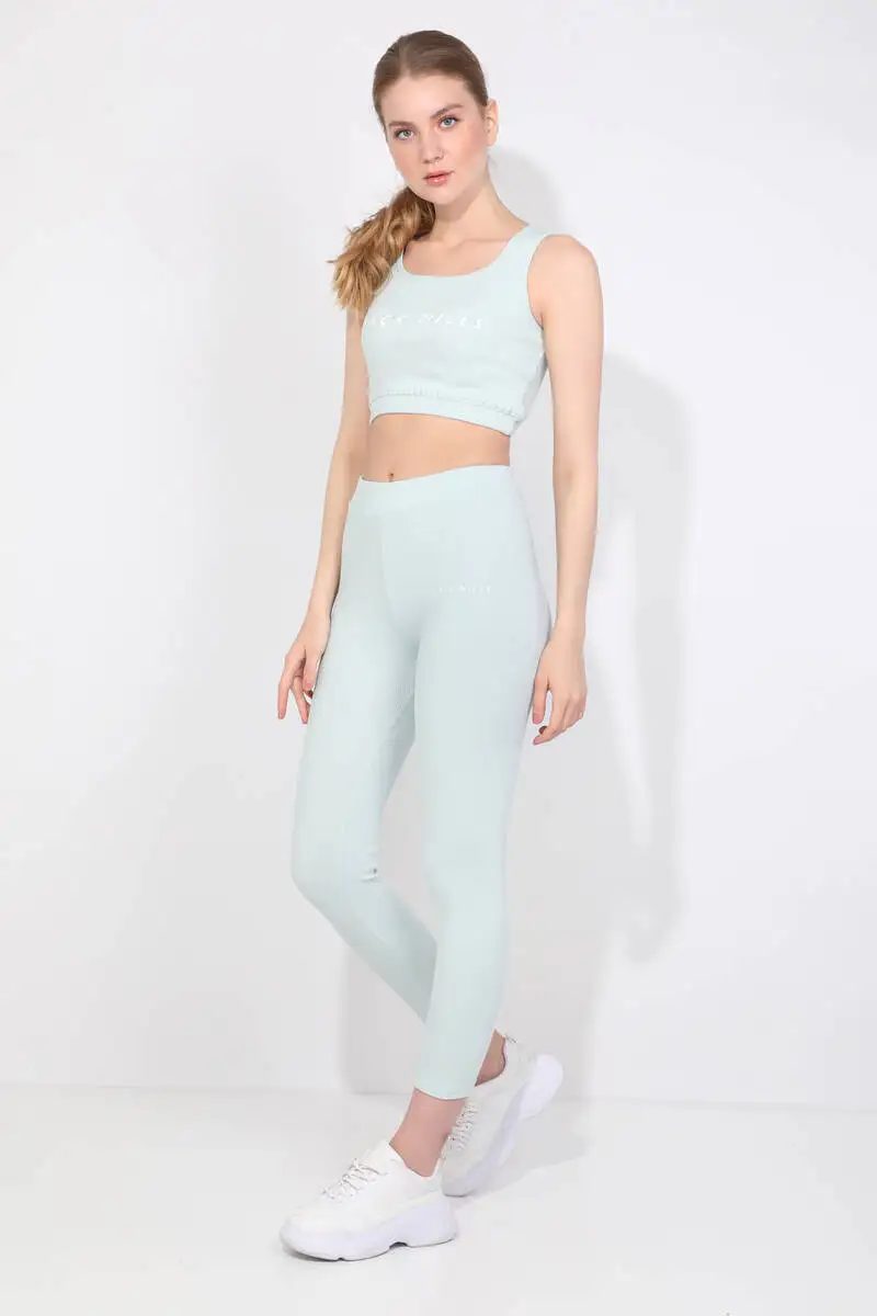 

Женские Ледяные Голубые ребристые леггинсы для занятий спортом