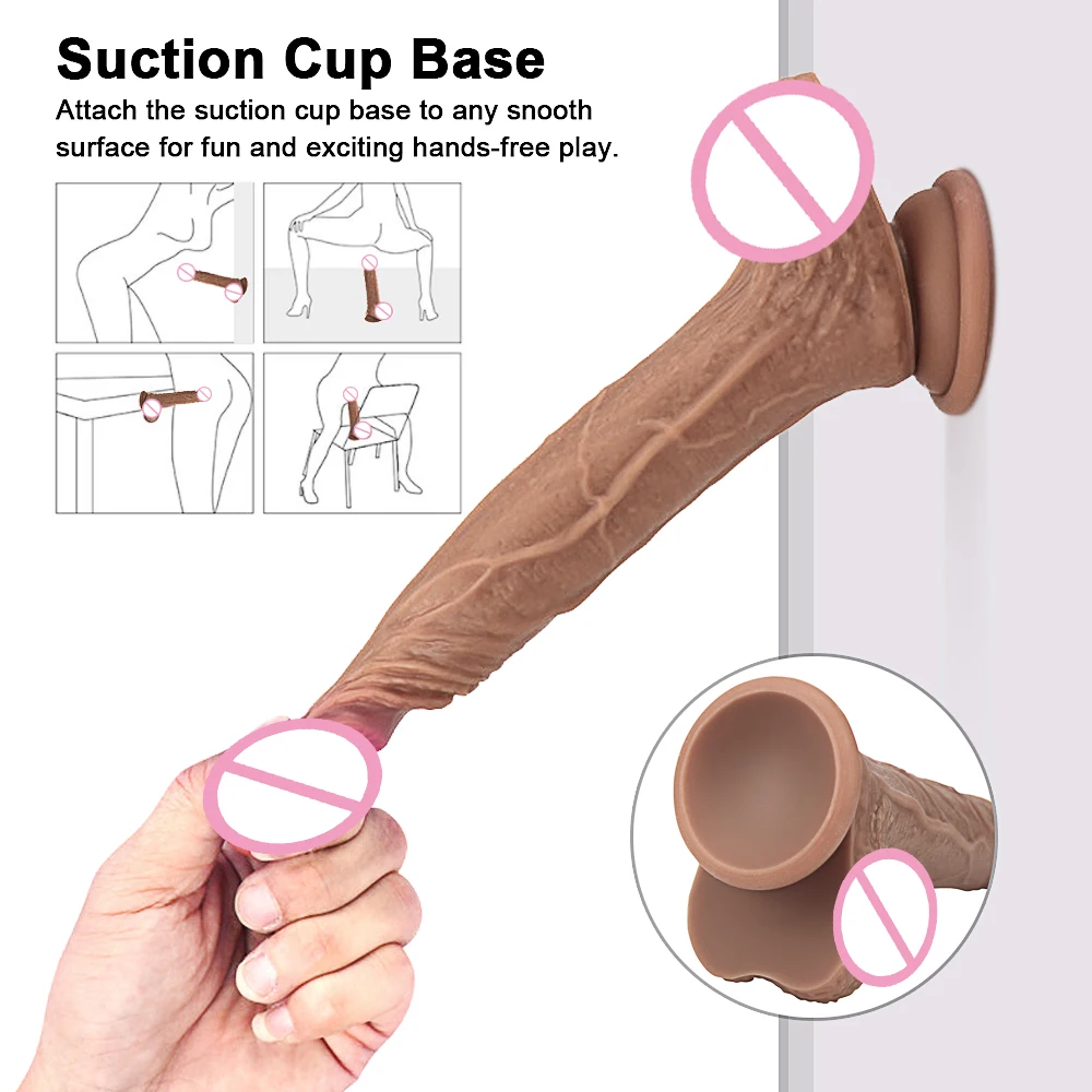 Длинный фаллоимитатор для женщин мягкая кожа реалистичный большой с присоской