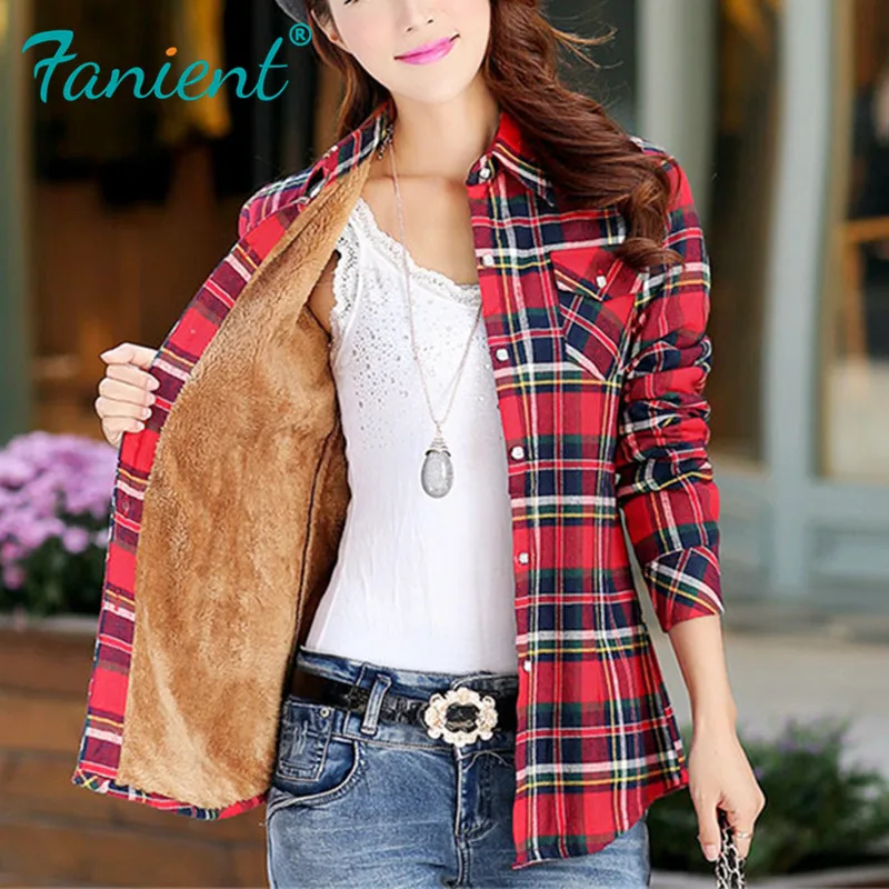2019 новая зимняя теплая Женская Вельветовая Толстая куртка клетчатая рубашка