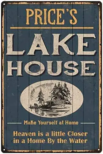 

Price'S Lake House Blue Cabin Metal Sign for Wall Plaque Poster Cafe Bar Pub Gift 8 X 12 INCH