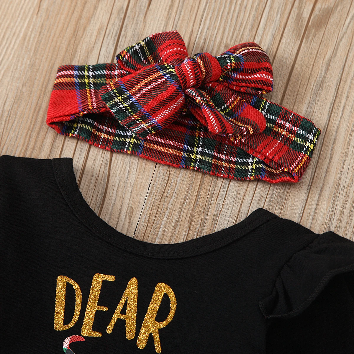 

0-24M Christmas Infant Baby Girl Long Sleeve Ruffles Romper + Plaid Mini Tutu Shorts 2Pcs Clothing Set Outfit