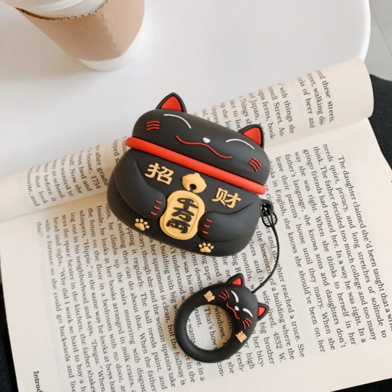 Silicone Earbuds Case Cover Fortune Cat Design Protective Skin For AirPods Pro Headphone Box | Электроника