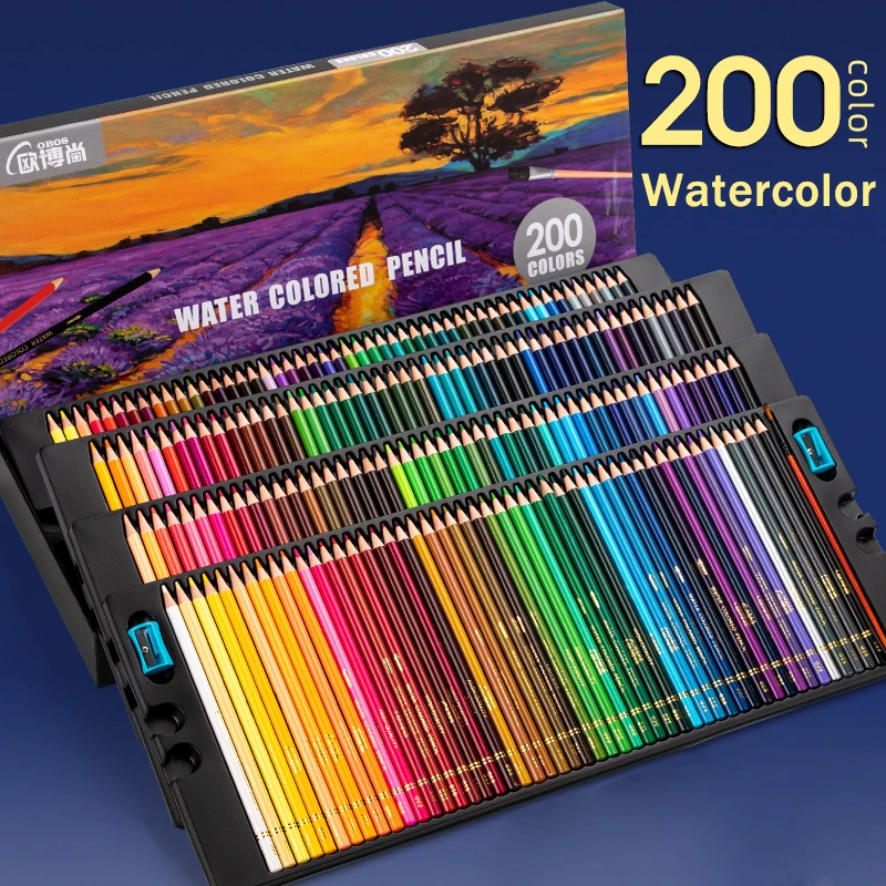 Professional 200Colors Oil Colored Pencil Set Wooden Watercolor Coloured Pencils Drawing Coloring Pencils School Art Supplies