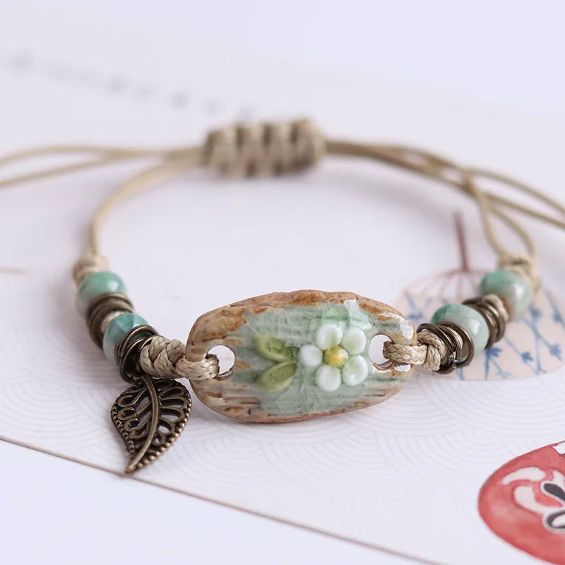 Модный деликатный керамический браслет ручной работы с бусинами для женщин и