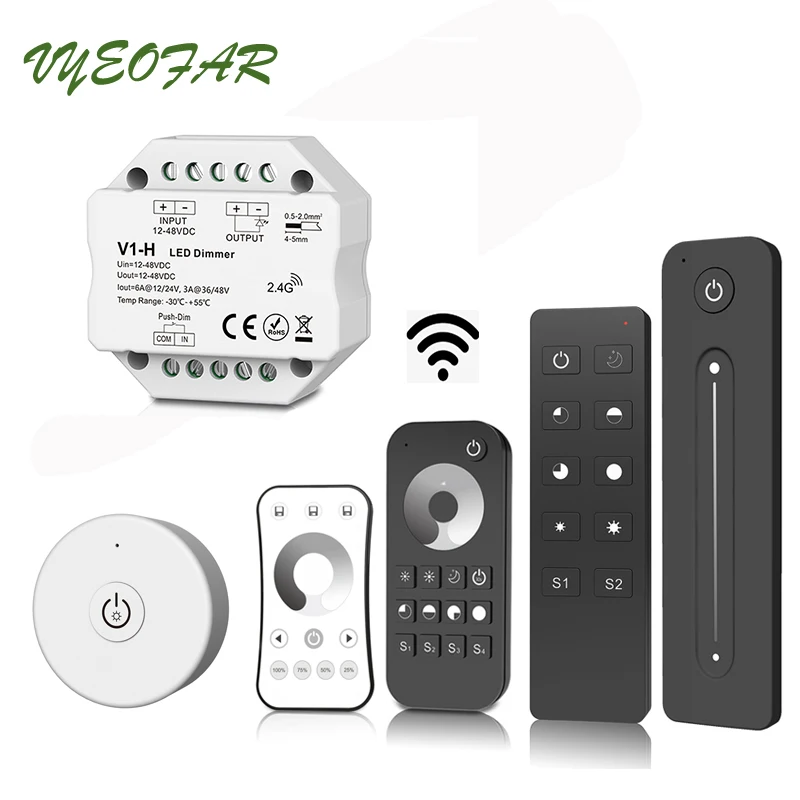 

LED Strip Dimmer 12V 24V 15A Output PWM Wireless RF Switch ON OFF With 2.4G Dim Remote for 5050 3528 Single Color LED String