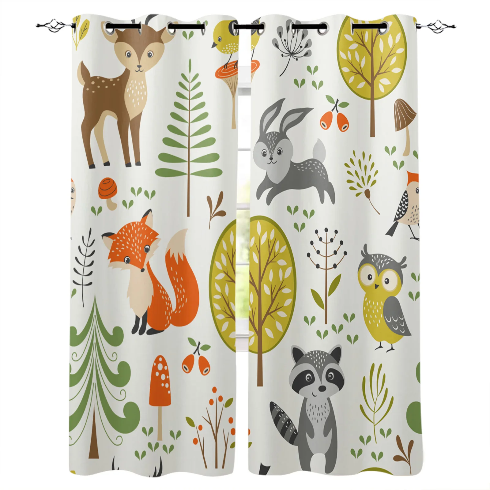 

Лесной мультяшный животный мир лиса кролик сова домашнее украшение занавеска для гостиной s Оконные Занавески для кухни спальни