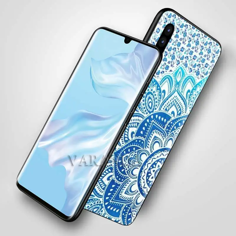 Mandala Chakra Yoga Cases for Huawei P20 P30 Pro P40 Lite E P Smart 2021 S Z 2019 Shell Black Silicone Phone Covers