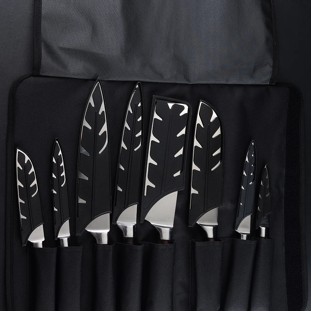 Сумка для ножей MYVI из черной ткани рулон Оксфорд 8 карманов хранения кухонных
