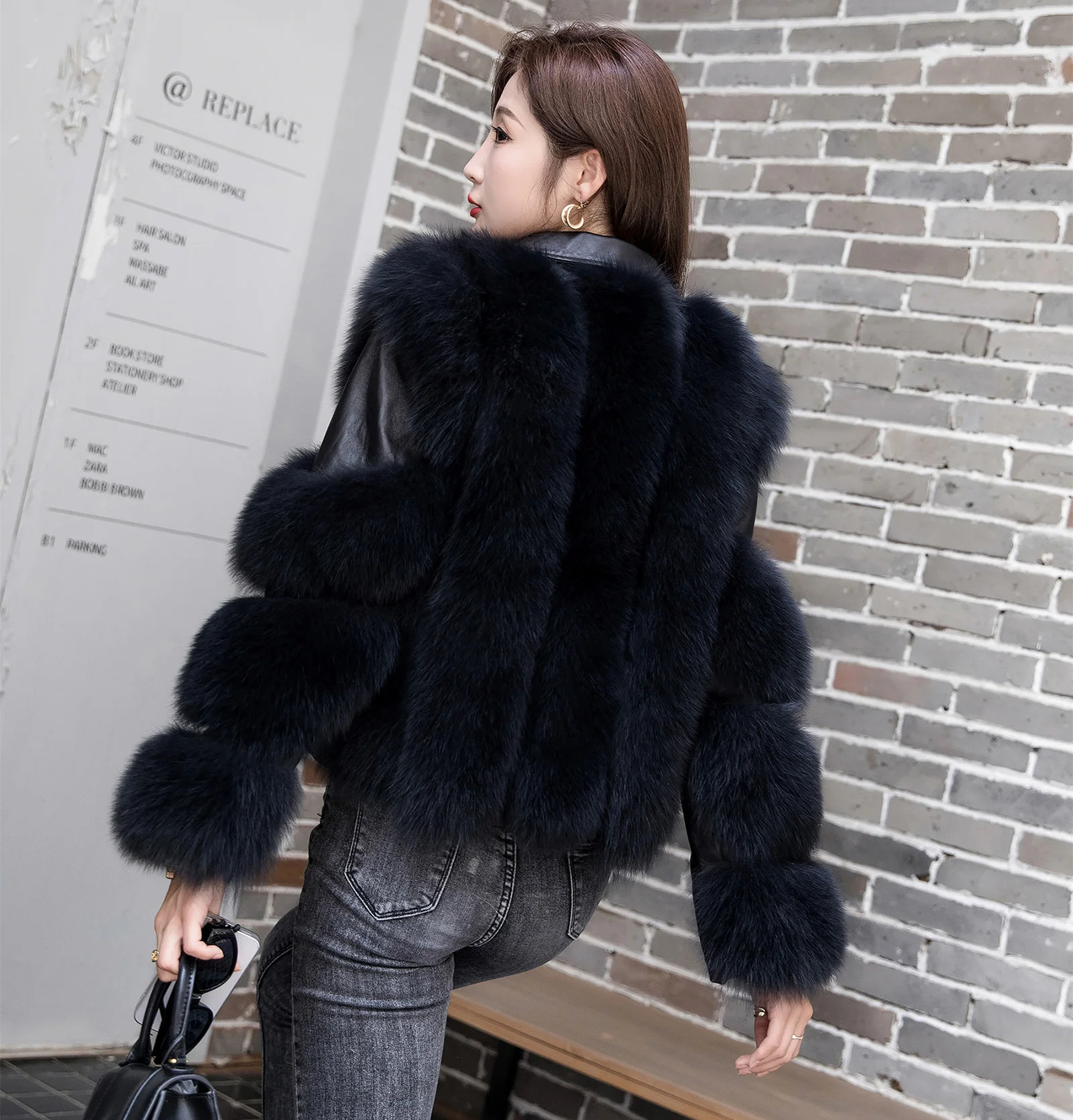 Real fox fur coat women winter fur coat natural fox fur jacket animal fur top wholesale quality clothing