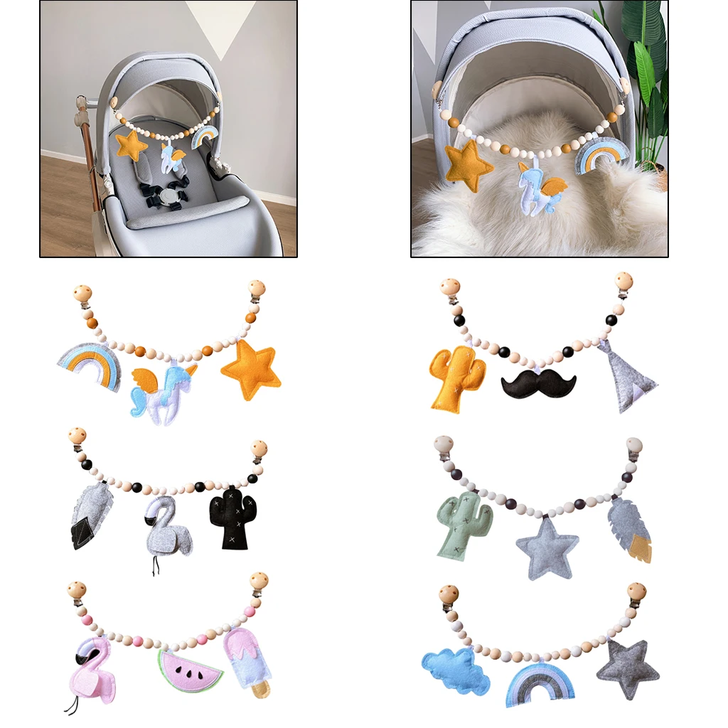 

Wood Pacifier Clip Holder Nursing Teething Bead Teether Montessori Chew Toys