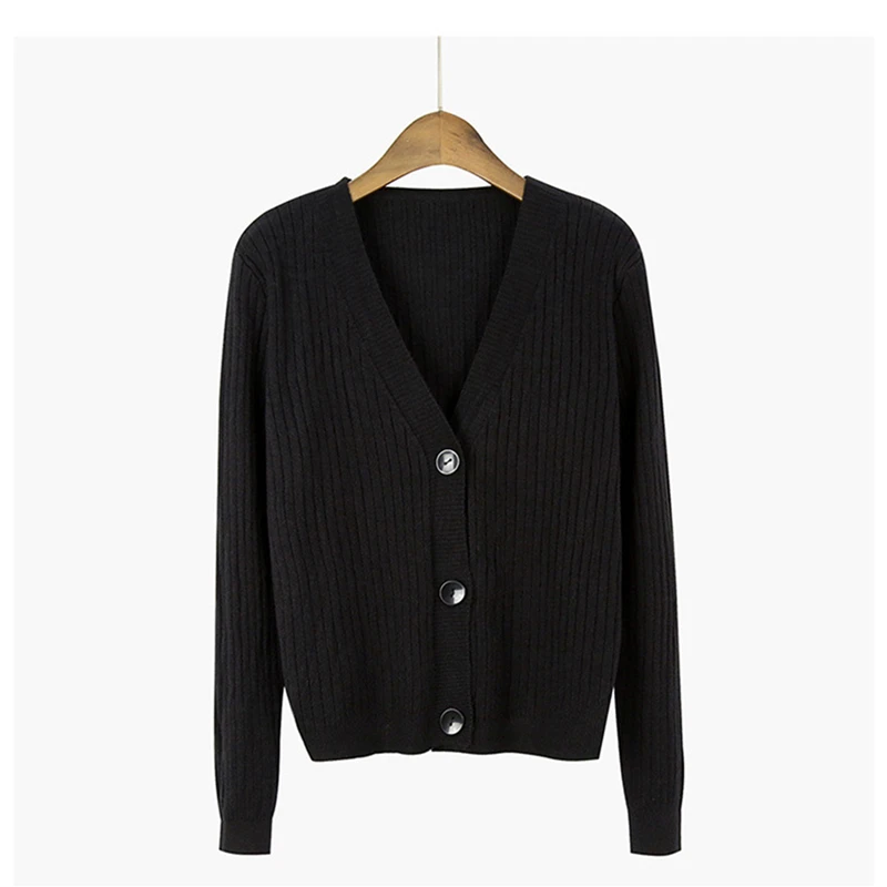 

V-neck Candy Color Sweet Cardigan Women Buttoned Long-sleeved Knitted Sweater For 2021 Autumn Winter Women's