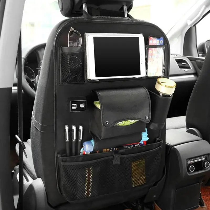 Автомобильный Органайзер на заднюю часть сиденья 4 USB зарядка держатель для