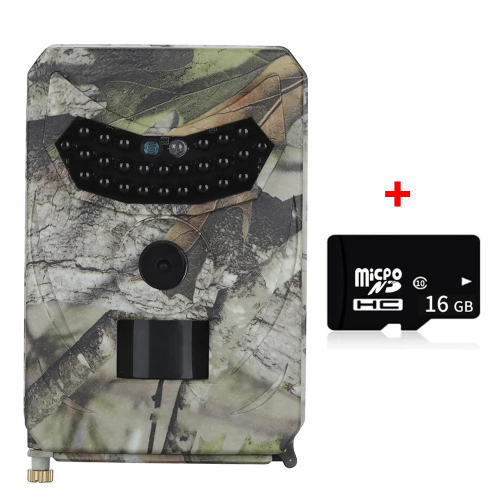 PR-100 Trail охотничья камера Outlife 12MP 1080P Trail Водонепроницаемая камера для дикой природы на открытом воздухе ночного видения фото камеры для ловушек видео - Цвет: CameraA and 16G card