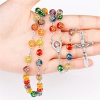 4 styles catholic rosary necklace colorful bead fashion jewellery party fine accessories present
