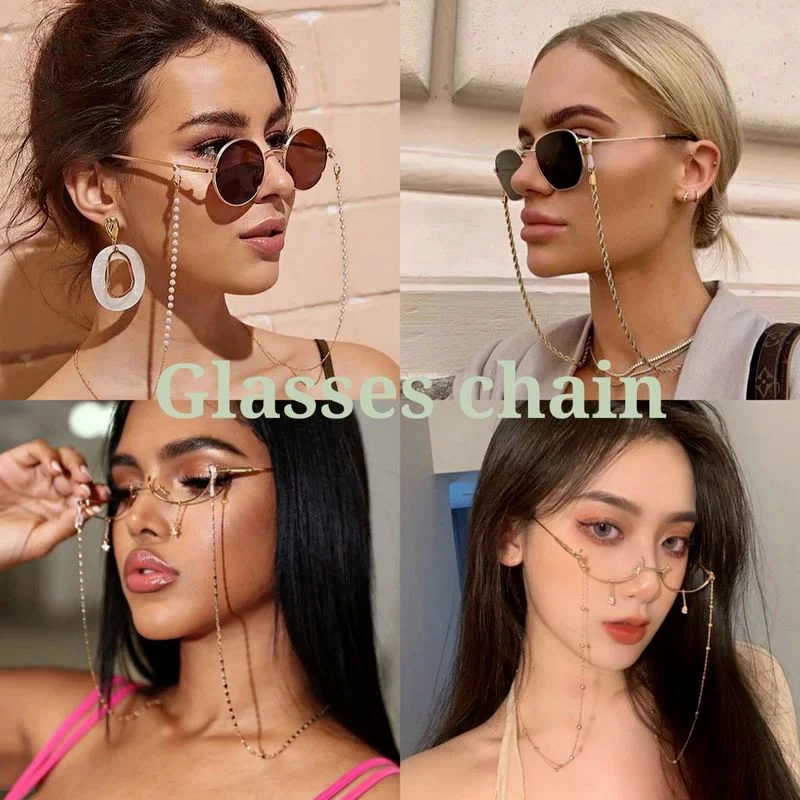 

New Fashion Sunglasses Chain Glasses Spectacles Pearl Decoration Vintage Chain Holder Cord Lanyard Necklace Eyewear Accessories