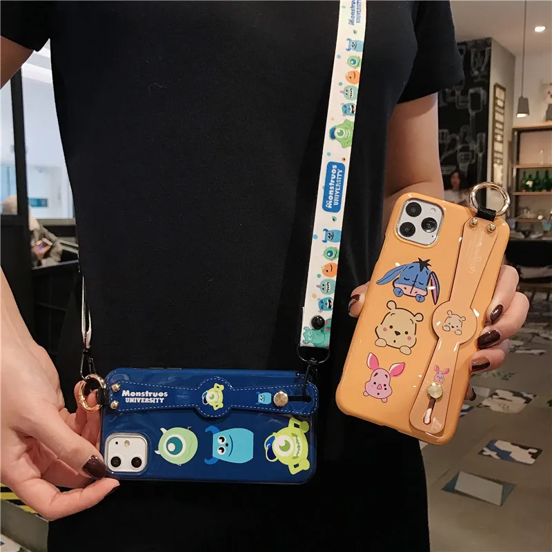 Мягкий чехол с мультяшным рисунком для iPhone 11 Pro Max XS, XR, X, 8, 7, 6, 6S Plus, ремешок на запястье, TPU чехол, держатель, кольцо, ремешок, кот, Том, Джерри, Япония, Корея