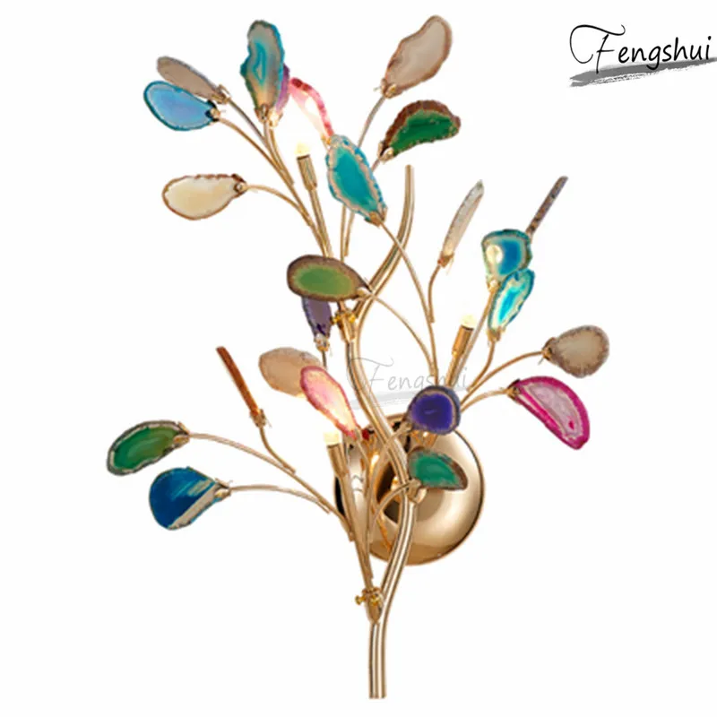 

Nordic Design Tree Branch Agate LED Wall Lamp Luminaria Light Luxury Living Room Bedside Wall Sconces Bedroom Decor LOFT Lights