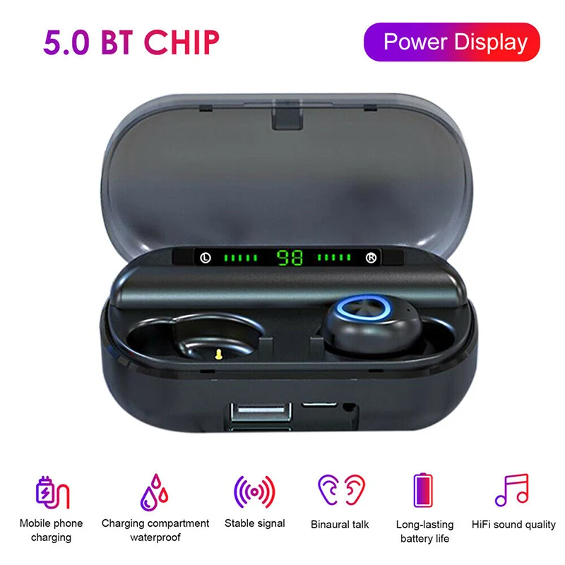 Беспроводные наушники Bluetooth 5 0 TWS мини беспроводные с зарядным футляром