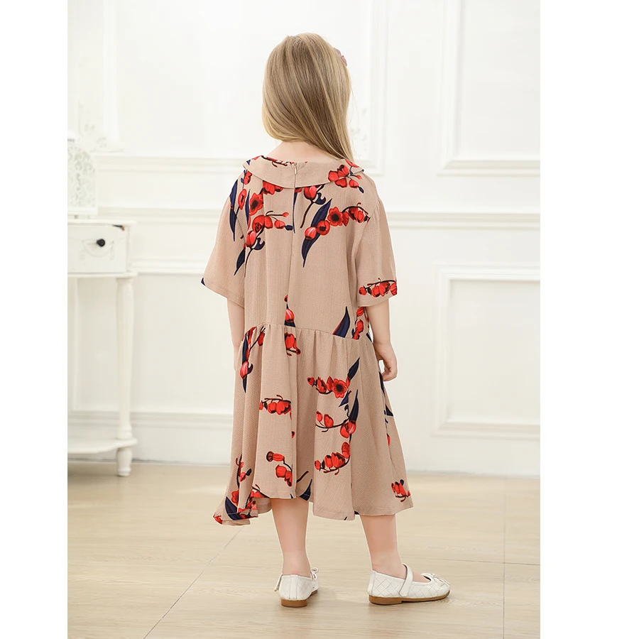

New Fashion Children's Dress With Lapel Waist Big Swing Dress For Child Little Girl Dress