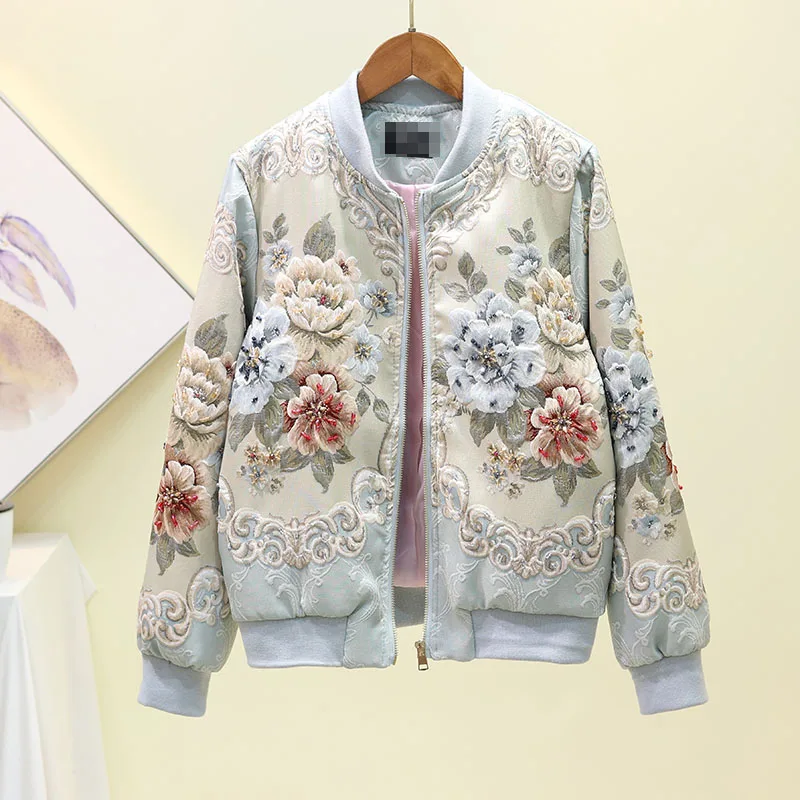Autumn Winter Hot Sale Fashion Runway Designer Outwear Women Elegant Floral Embroidery Hollow Out Luxury Coat Short Jacket