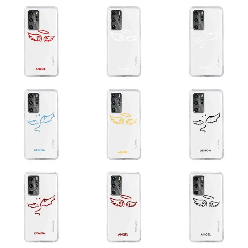

Demon Angel Couple BFF Cartoon Phone Case For Huawei P40 P30 P20 Mate Honor 10i 30 20 i 10 40 8x 9x Pro Lite Transparent Cover
