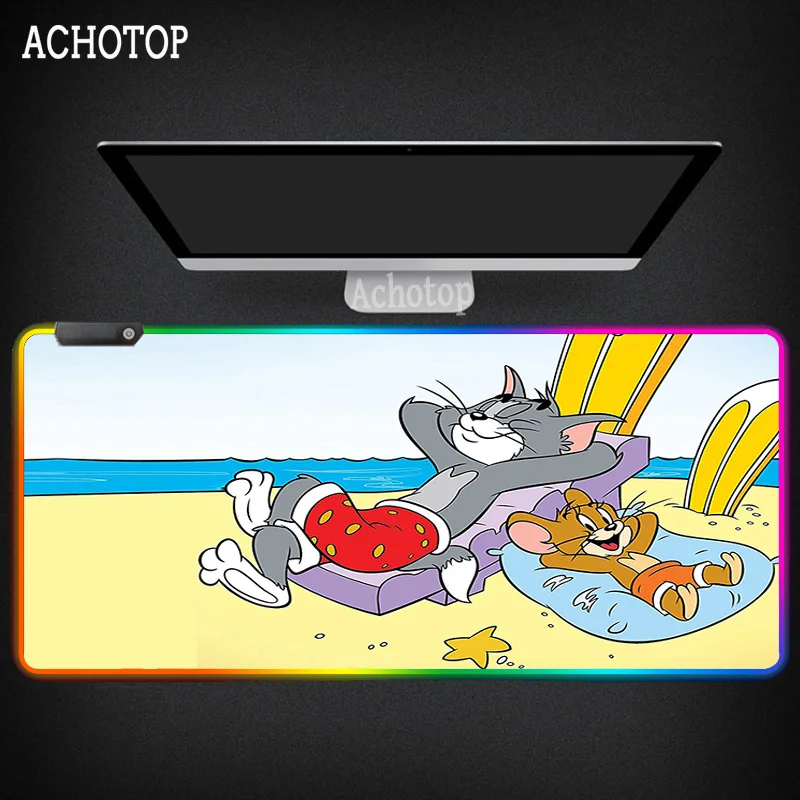 

Cartoon Jerry Gaming Mouse Pad PC Mousepad Game Cartoon Rubber Anime Mouse Mat Office Keyboard Pads LED Light Gaming Mouse Pad