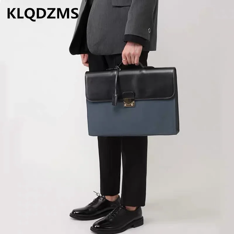 KLQDZMS Multifunctional Work- Bag Men's Vintage Briefcases Messenger Bags Fashion Shoulder Bags Student Handbags