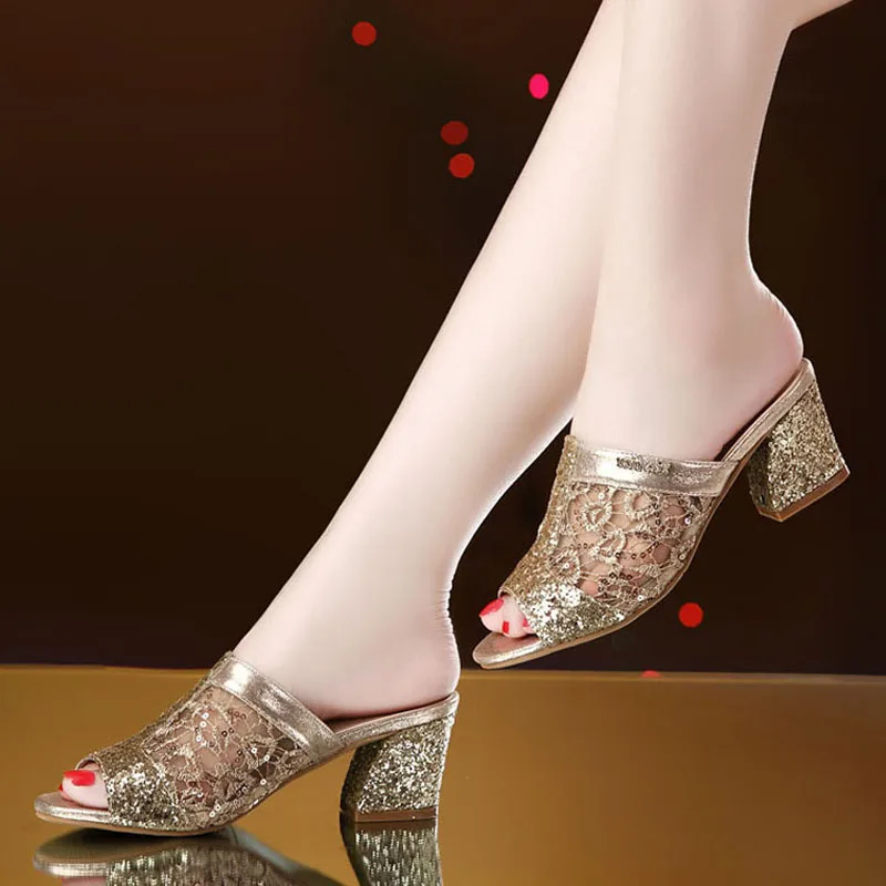 Женские босоножки с открытым носком туфли лодочки на высоком квадратном каблуке