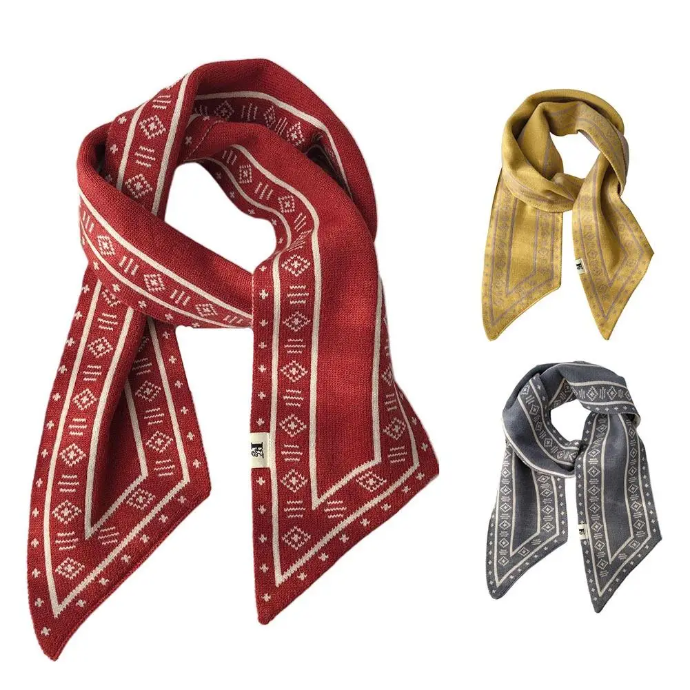 Женская стильная уличная теплая тонкая шерстяная пряжа с принтом вязаный шейный шарф шаль накидка женский