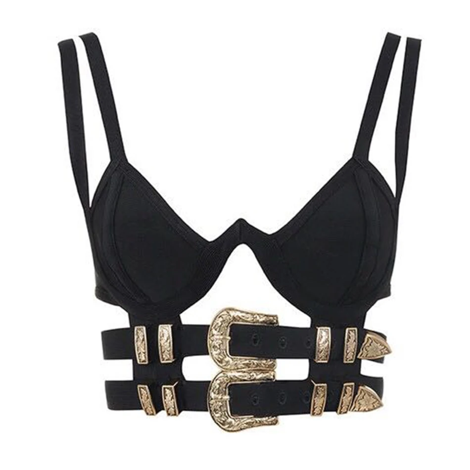 Новинка 2021 металлические пуговицы украшение Сексуальный Слинг без рукавов полые