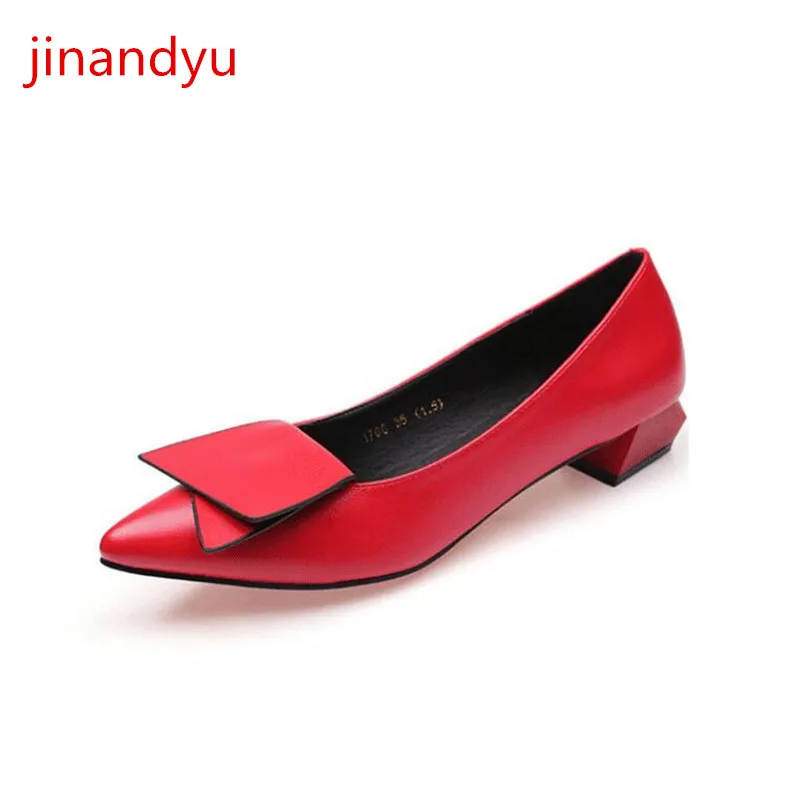 Pointed Low Heels Office Shoes for Women Heels Wedding Ladies Black Red White Heels Loafers for Women Zapato Elegante De Mujer
