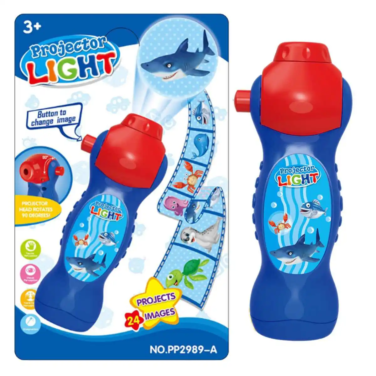 

Baby Sleeping LED Sea World Projector 24 Patterns Flashlight Projector Lamp Toys Light-up Rotary Early Education Toy for Kids